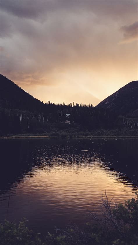 Download Wallpaper 938x1668 Lake Mountains Landscape Nature Evening