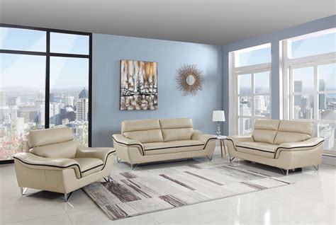 Beige Genuine Leather Living Room Gu168 Casye Furniture