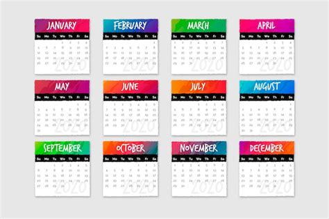 Free Vector Set Of Calendars With Months And Days