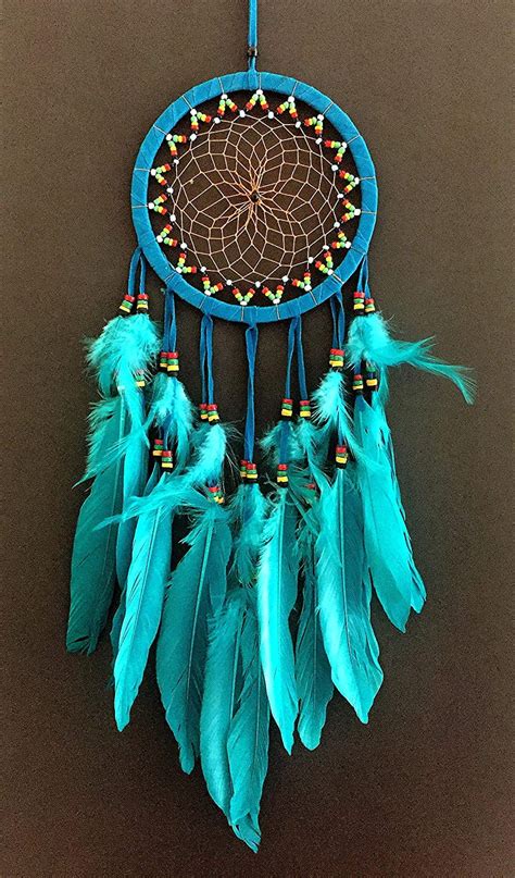 Oma Dream Catcher Dream Catcher Traditional Turquoise Blue Suede