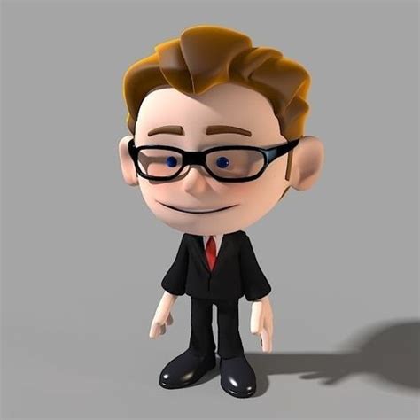 Cartoon Character Businessman 3d Model Animated Rigged Max