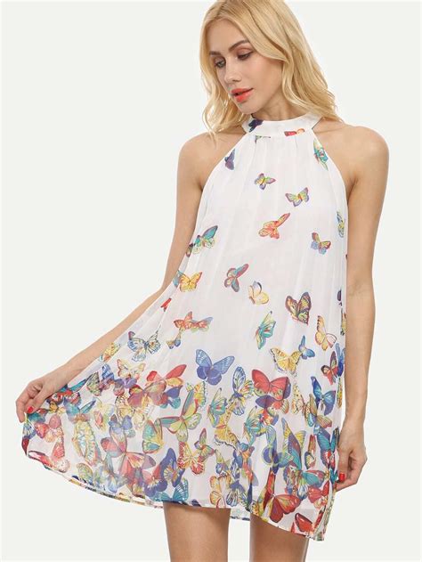 Multicolor Butterflies Print Sleeveless Shift Dress ファッション1 Naver まとめ
