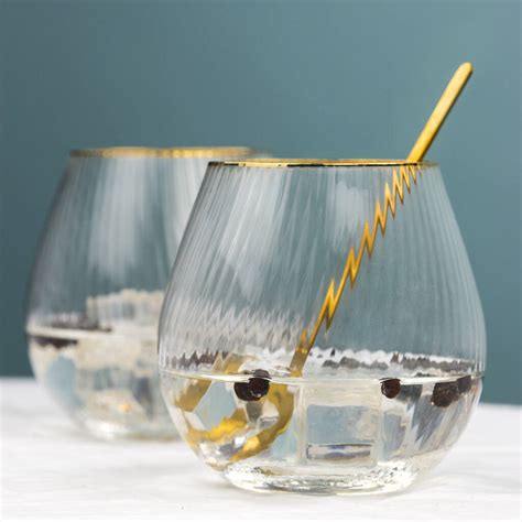 Gold Rim Fluted Stemless Gin Or Cocktail Glass By Oh So Cherished