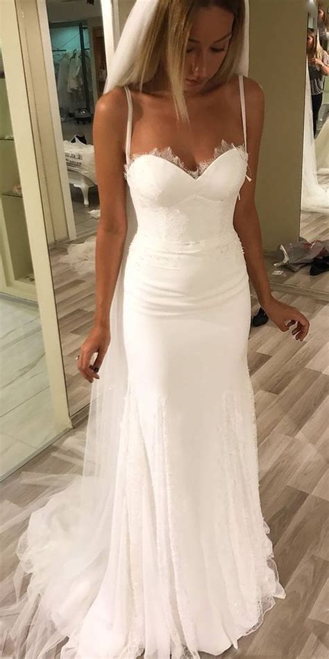 Simple Spaghetti Straps Summer Wedding Dress Mermaid Boho Wedding Dress Sancta Sophia Online