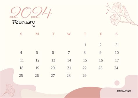 Aesthetic February Calendar 2024 Template Edit Online And Download