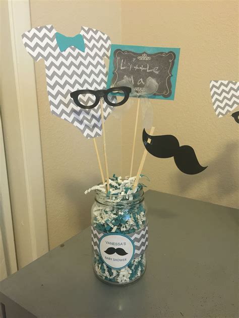 See more ideas about baby shower, baby boy shower, mustache baby shower. Little man themed baby shower centerpieces | Little Man ...