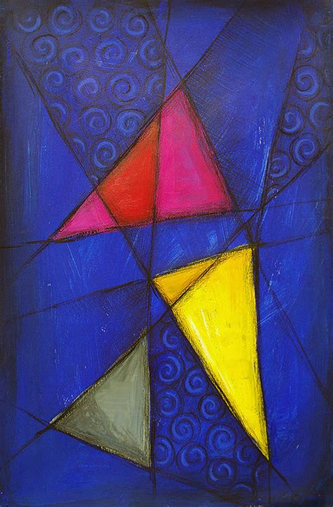 Abstraction With A Yellow Triangle Painting By Olga Madzhar Fine Art