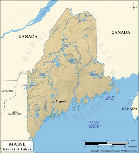 Maine River Map Maine Rivers And Lakes