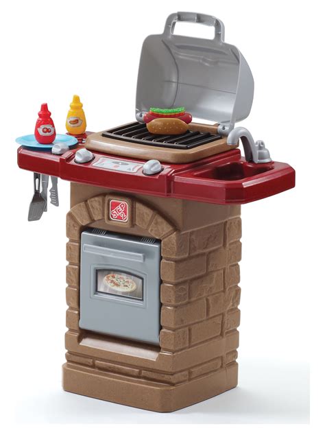 Step2 Sizzle And Smoke Barbecue Blue Toddler Grill Playset With 15 Piece