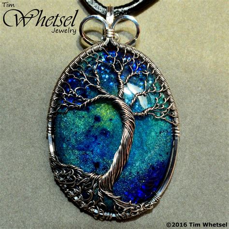 Sterling And Fine Silver Wire Wrap Tree Of Life Pendant Galaxy Glow