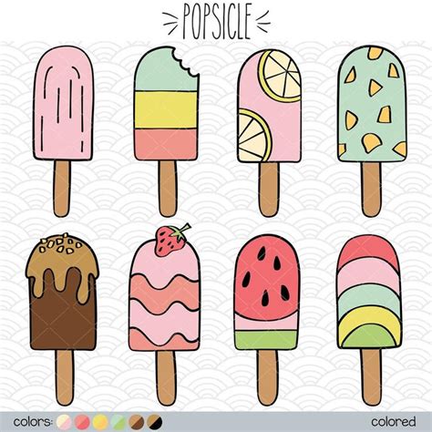 Colored Popsicle Clip Art Hand Drawn Frozen Treat Vector Graphics Ice Cream Drawing