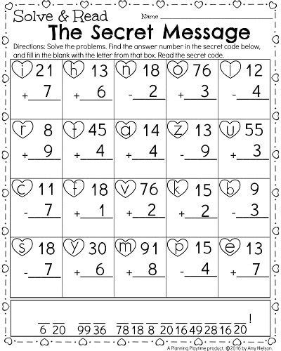 1st Grade Math And Literacy Worksheets For February Planning Playtime
