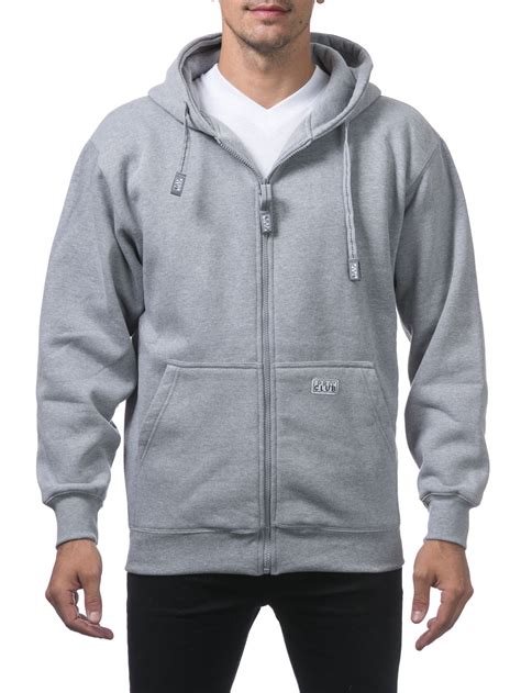 pro club pro club men s heavyweight full zip fleece hoodie heather gray large