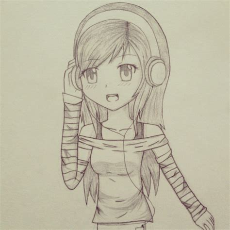 Anime Girl With Headphones By Xangelcolorz On Deviantart