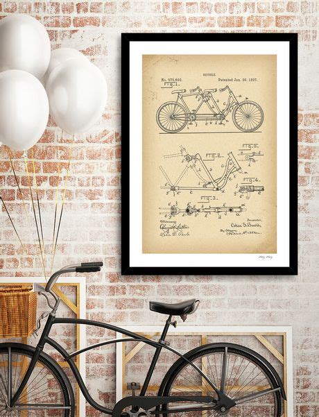 1897 Patent Velocipede Tandem Bicycle History Invention Art Print By