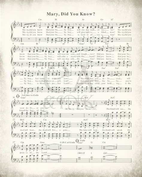 Printable Mary Did You Know Sheet Music