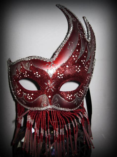 masquerade mask red and silver
