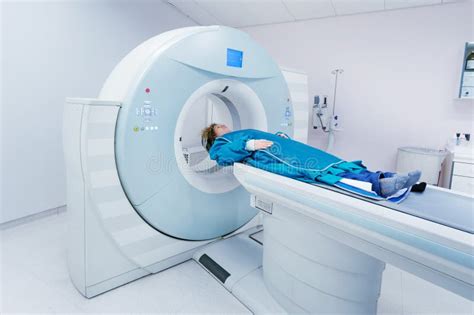 Patient Undergoing Ct Computerized Tomography Scan Device Stock Image