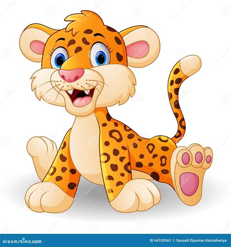 Cute Baby Leopard Cartoon Stock Illustration Image 64103561