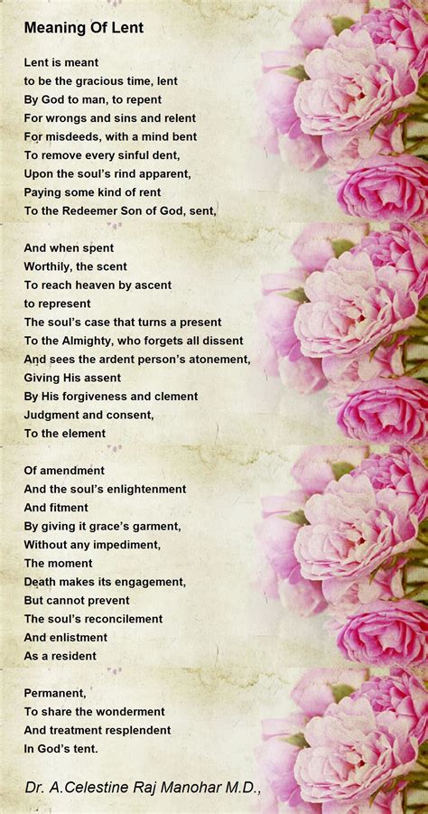 Meaning Of Lent Meaning Of Lent Poem By Dr John Celes