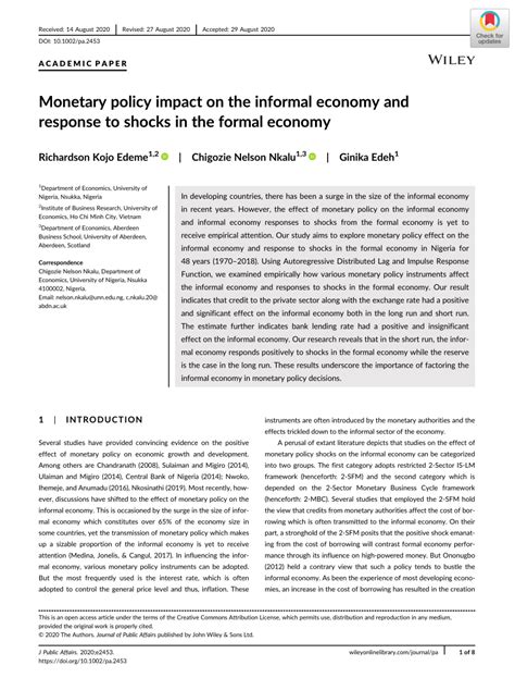 Pdf Monetary Policy Impact On The Informal Economy And Response To