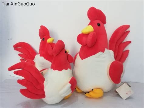 White Red Cock Chick Plush Toy Soft Dolls One Lot 3 Pieces Throw
