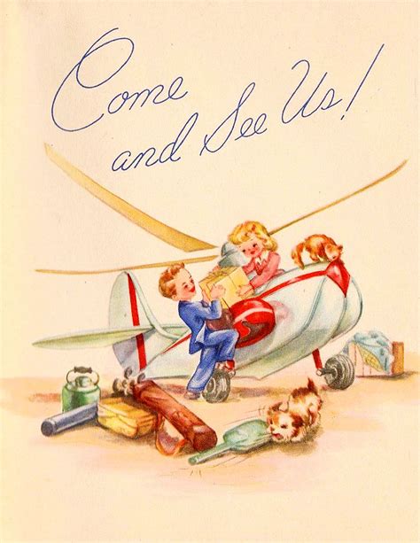 Come And See Us Anytime Vintage Illustrations Cards Vintage