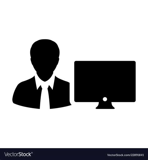 Admin Icon Male Person User With Computer Monitor Vector Image