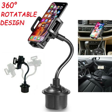 Universal 360° Adjustable Car Gooseneck Cup Holder Cradle Mount For