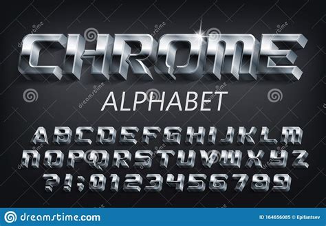 3d Chrome Alphabet Font Futuristic Metallic Letters Numbers And