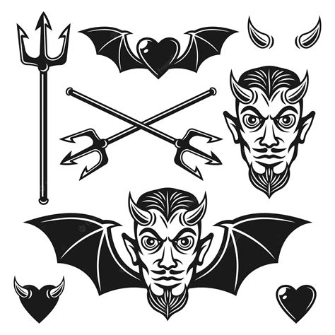 Premium Vector Devil Set Of Black Objects For Custom Emblems Isolated