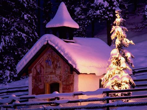 Snowy Hut Winter And Christmas Wallpaper Wallpaper And Background Image