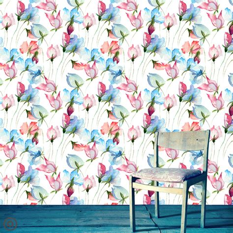 Removable Wallpaper Watercolor Floral Peel And Stick Self