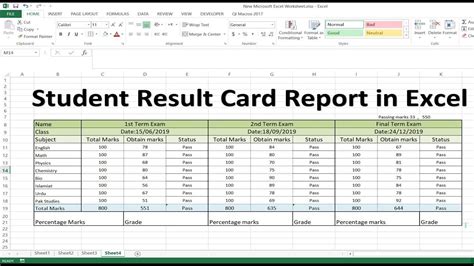 How To Create A Report Card In Excel Excel Templates