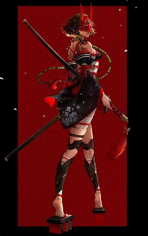 Artstation Oni Yeonjun Park Samurai Artwork Female Samurai