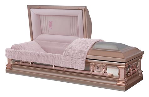 Brushed Rose Stainless Steel Caskets With Light Pink Interior At