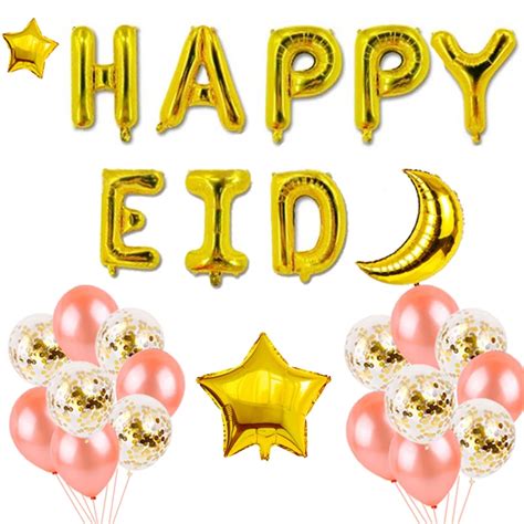 Eid Mubarak Balloon Decoration Letter Confetti Balloons Ramadan