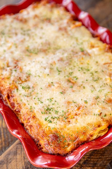 And for a dish that probably costs just over a dollar a serving depending on what type of chicken you purchase. Favorite Baked Spaghetti | Plain Chicken®