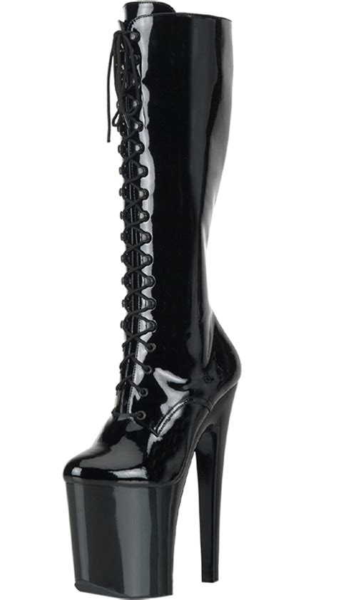 Pleaser Womens Platform Boots Extreme Inch Heels Sexy Black Lace Up