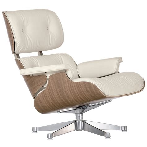 Vitra Eames Lounge Chair Classic Size White Walnut White Leather