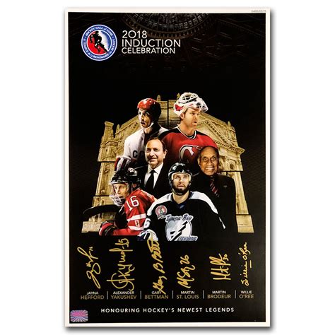 2018 Hockey Hall Of Fame 11x17 Poster Autographed By Inductees Nhl