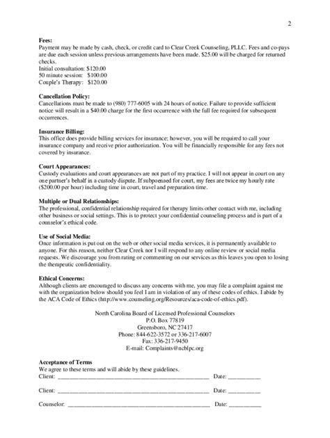 Professional Disclosure Statement Counseling Example Fill Out And Sign