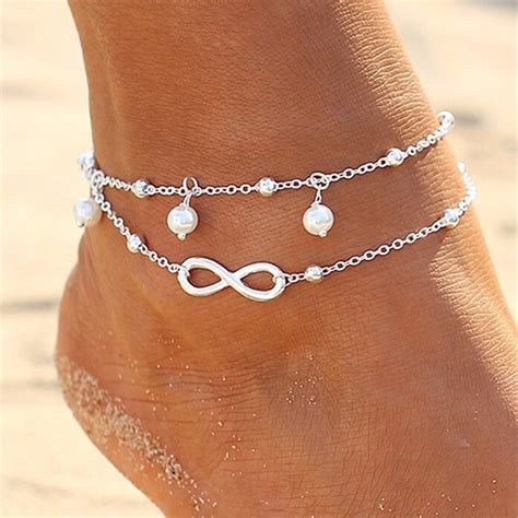 Body Chains Women Silver Plated Anklet Bead Ankle Bracelet Fashion