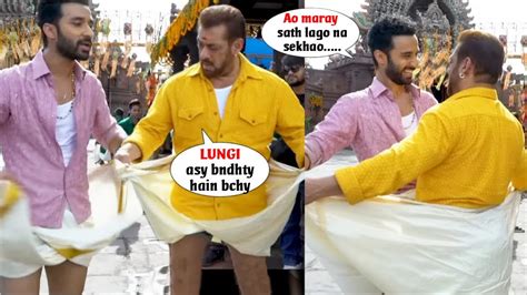 Salman Khan And Raghav Juyal Dance Moves In South Style Lungi During Bts Yentamma Song Shooting