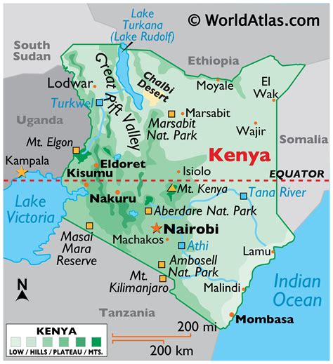 Kenya Maps Including Outline And Topographical Maps