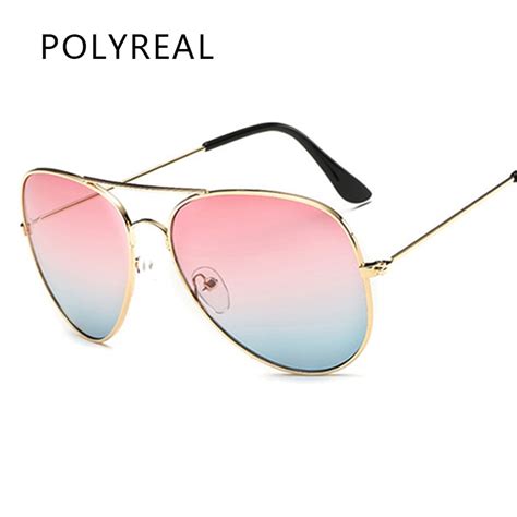 Polyreal Classic Aviation Sunglasses Women Men Brand Designer Pink