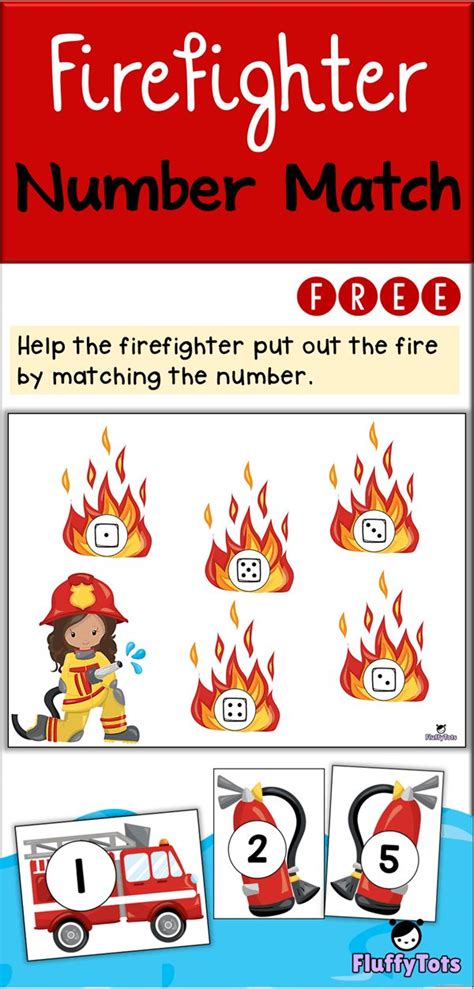 Firefighter Number Match Free Number 1 5 Activity 3 Literacy