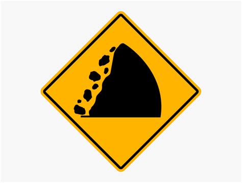 Wc 6 Falling Rocks Steep Hill Ahead Sign Free Transparent Clipart
