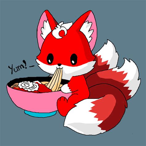 Editing Cute Fox Eating Ramen Free Online Pixel Art Drawing Tool