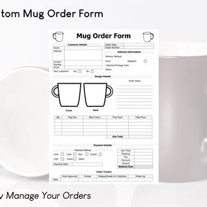 Mug Cup Order Form Template Easy Craft Order Forms - Etsy